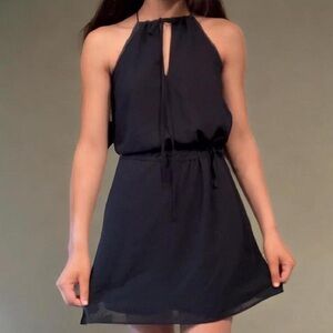 Trafaluc Navy Blue Sleeveless Mini Fit And Flare Dress